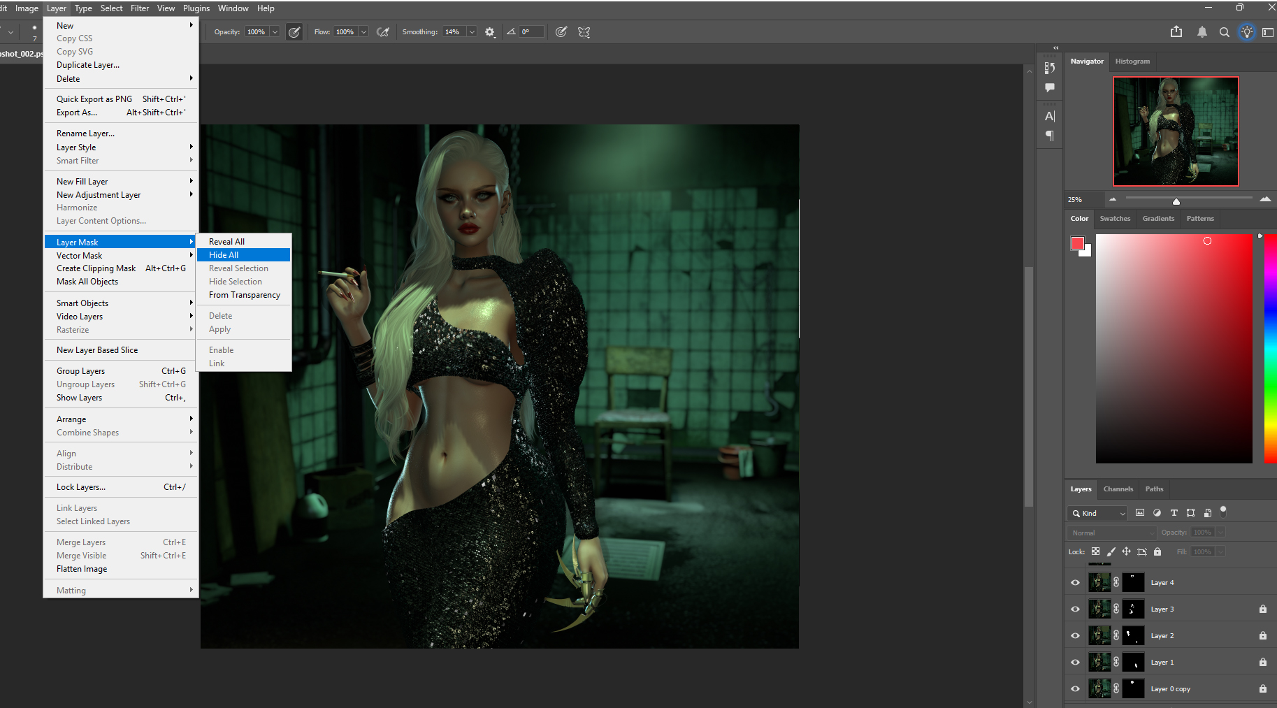 Layer Mask Menu in Photoshop