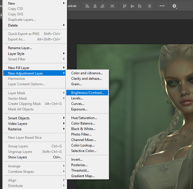 where to find adjustment layers in photoshop